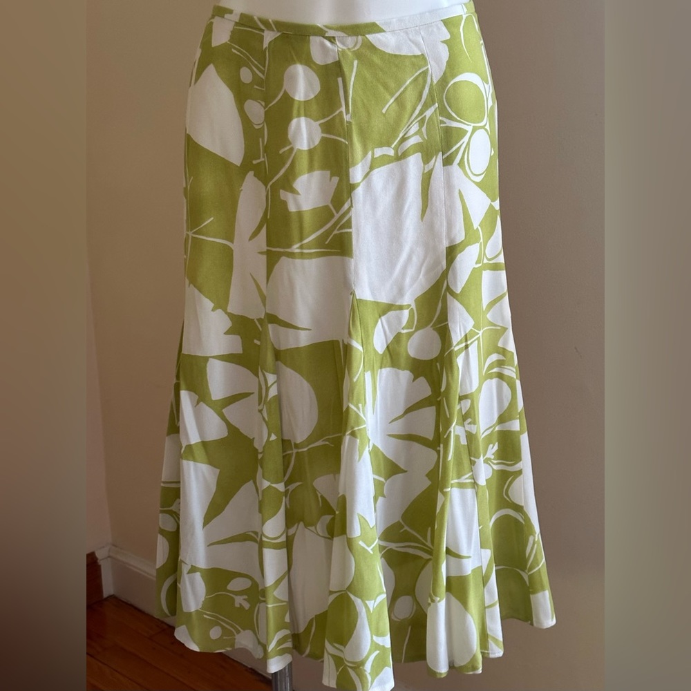 Kasper Yellow/Green Midi Leaves & Floral Print Zips On Side Pleaded Bott…